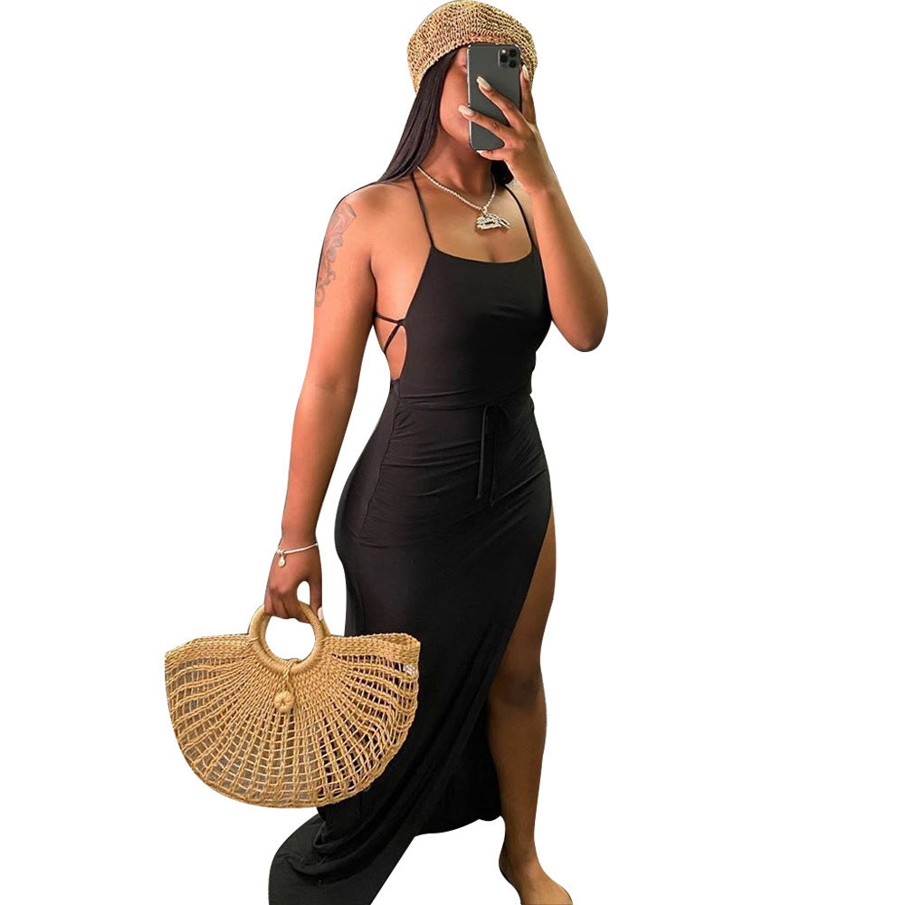 Sexy Asymmetric, Backless High Split Maxi Dresses