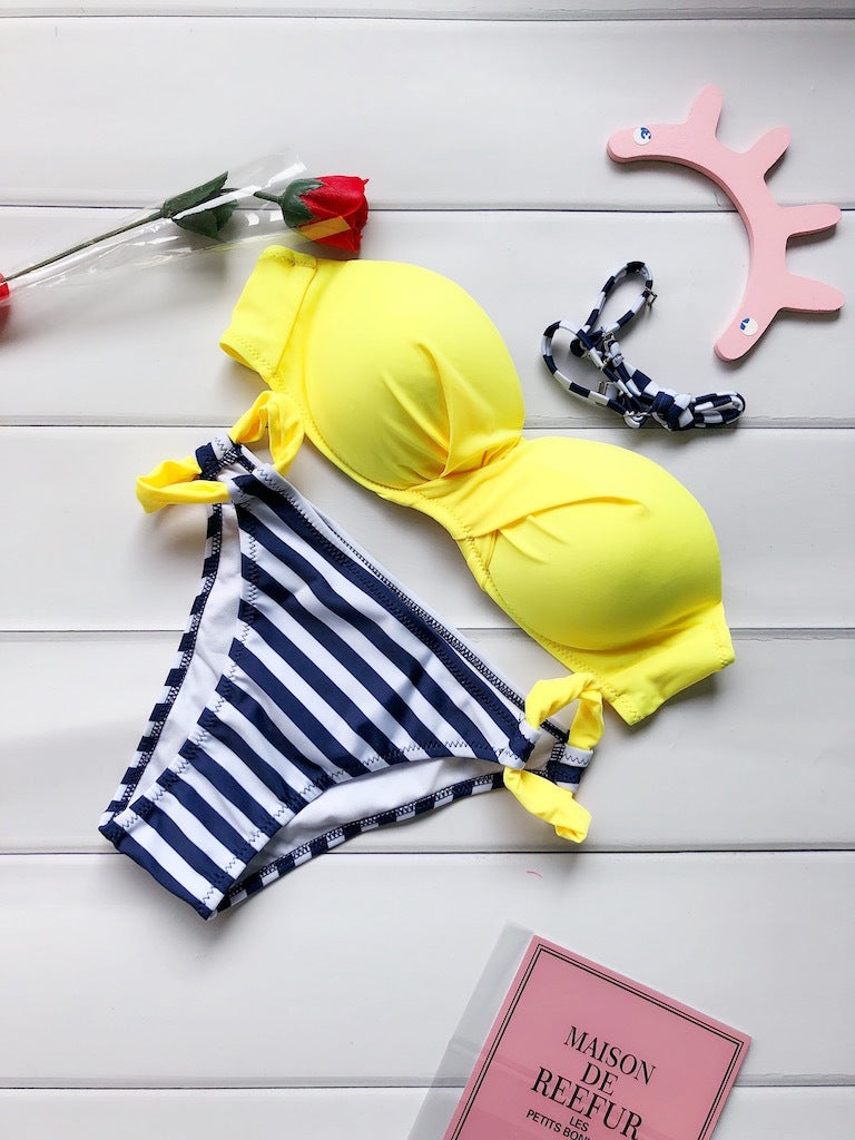 Stripped Bikini Set Bathing Suit Swimwear