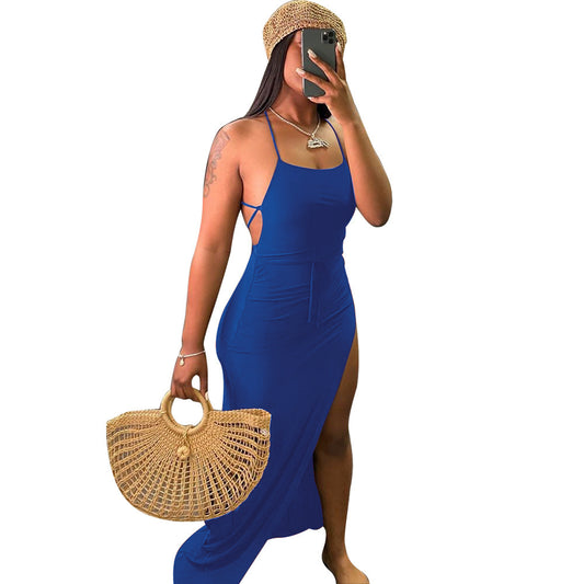 Sexy Asymmetric, Backless High Split Maxi Dresses