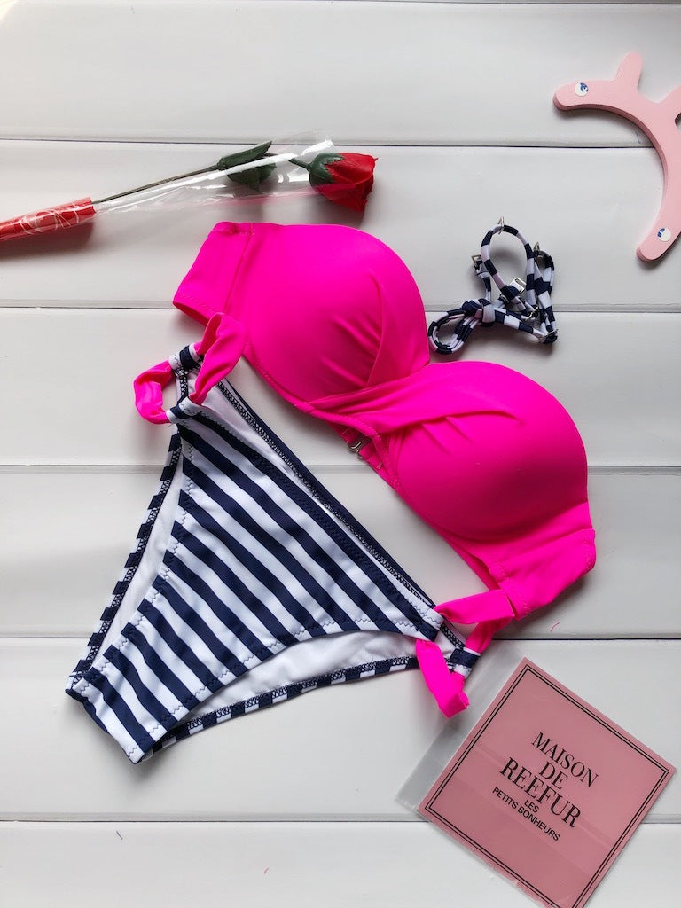Stripped Bikini Set Bathing Suit Swimwear