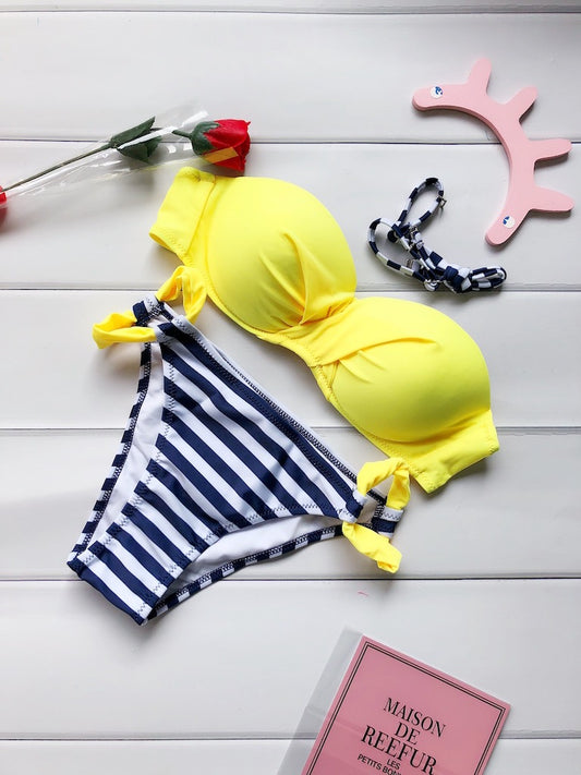 Stripped Bikini Set Bathing Suit Swimwear